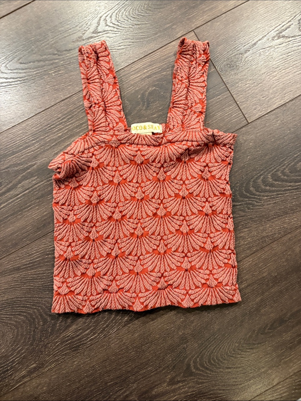 COCO & SEAM Coral Textured Square-Neck Tank